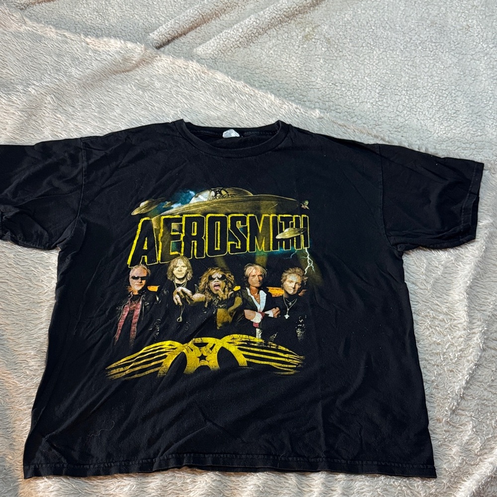 Aerosmith Graphic Band Tee - Black with Yellow Print